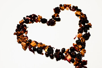 
heart made of tea elements