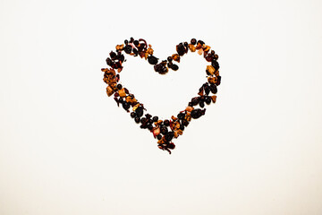 
heart made of tea elements