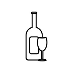 champagne bottle and glass icon, line style