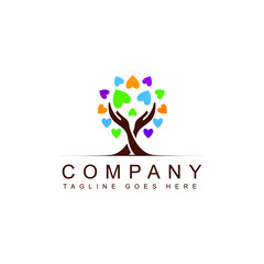 Ilustration vector graphic of Love tree or Care tree logo design set . vector