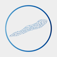 Cayman Brac icon. Network map of the island. Round Cayman Brac sign with gradient ring. Technology, internet, network, telecommunication concept. Vector illustration.