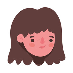 Girl head cartoon design, Kid childhood little people lifestyle casual person cheerful and cute theme Vector illustration