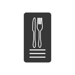 restaurant menu with fork and knife icons, silhouette style