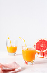 Grapefruit and orange juice, summer refreshing citrus drink