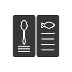 restaurant menu with spoon and fish icons, silhouette style