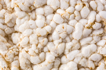 Puffed rice cakes isolated on white background. Close up	