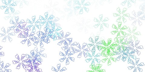 Light blue, green vector abstract template with leaves.