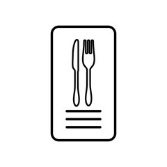 restaurant menu with fork and knife icons, line style