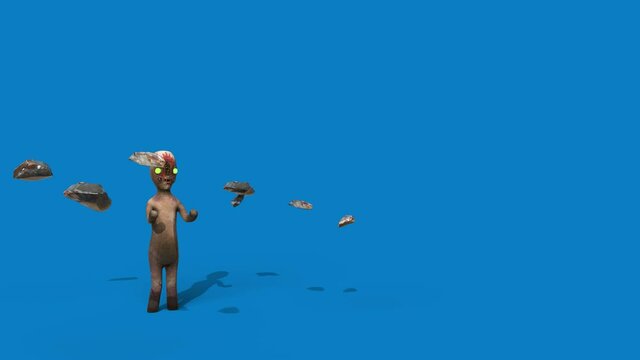 Monster SCP-173 Horror Creepypasta Blue Screen 3D Animation 4K