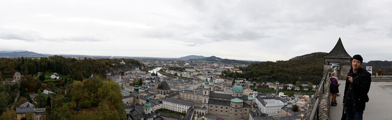 Fototapeta na wymiar Sunset panorama of Salzburg, Austria