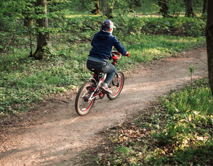 Naklejka premium Young sporty woman running in forest