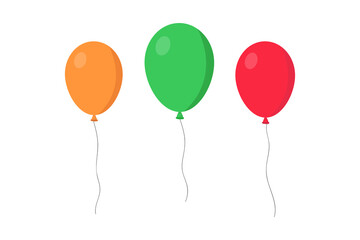 Three vector balloons. Flat style. Colorful ballons. Selebration concept