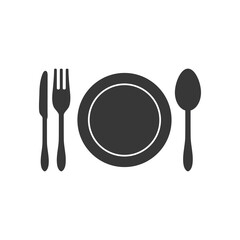 dish and cutlery icon, silhouette style