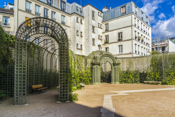 The Anne Frank garden, behind the Centre Georges Pompidou. Marais, Paris, France.