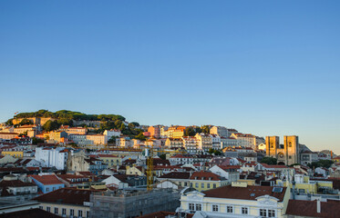 Fototapeta na wymiar Lisbon rooftops with Se Cathedral (Santa Maria Maior de Lisboa), in Portugal, Europe