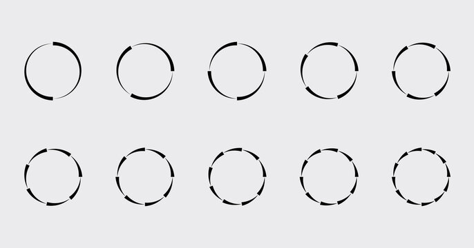 Circle Chart Section Segments Set Vector Diagram Segments Pie Template. Circle Segments Set. Various Number Of Sectors Divide The Circle On Equal Parts. From 2 To 10. Pie Chart Set. Diagram Collection