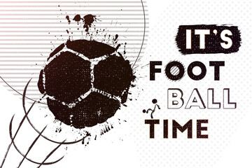 Fototapety  Czas na piłkę nożną. Ilustracja wektorowa abstrakcyjnego tła piłki nożnej z nadrukiem piłki nożnej grunge