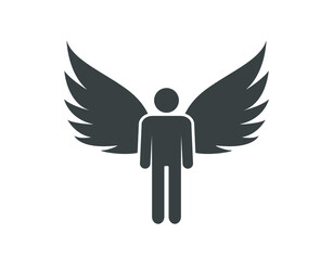Man with wings icon. Flying man icon. 