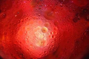  Oil and paint combination  .Closeup abstract oil mixing of water for use as background image. Acrylic texture with beautiful pattern, red color background photo