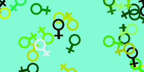 Light Green, Yellow vector texture with women's rights symbols.