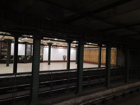 Budapest,Hungary The M1 metro line is the first metro line in Budapest and it was the first underground railway line on the Europe as well.The platform equipments and the tiled wall