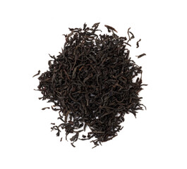 black Ceylon tea isolated on a white background, top view