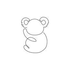 One continuous line drawing of adorable koala on tree for national zoo logo identity. Little bear from Australia mascot concept for conservation park icon. Single line draw design vector illustration © Simple Line