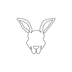 One single line drawing of cute kangaroo head for business logo identity. Wallaby animal from Australia mascot concept for company icon. Trendy continuous line draw graphic design vector illustration