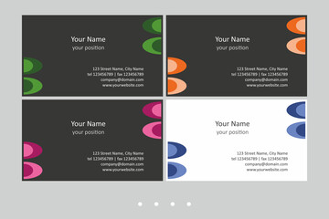 Simple business card template in four color schemes.