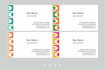 Simple business card template in four color schemes.