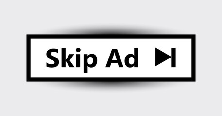 Skip ad vector button. Block advertisement icon. Simple Vector Skip Ad Button. Skip Ad button advertisement isolated icon