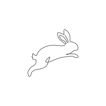 recommend clip art: One single line drawing of cute jumping rabbit for brand business logo identity. Adorable bunny animal mascot concept for breeding farm icon. Continuous line graphic draw design vector illustration