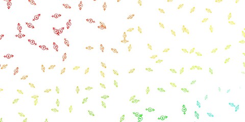 Light Green, Red vector background with woman symbols.