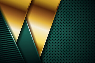 abstract luxury dark green overlap layer with golden line