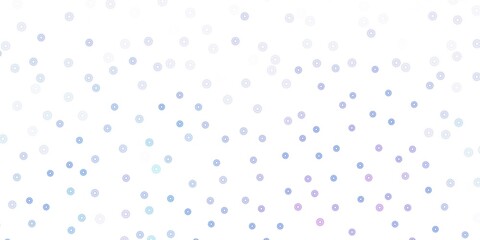 Light pink, blue vector doodle pattern with flowers.