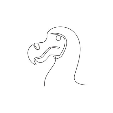 recommend clip art: One single line drawing of adorable fun dodo bird head for logo identity. Extinct animal mascot concept for national conservation park icon. Continuous line graphic draw design vector illustration