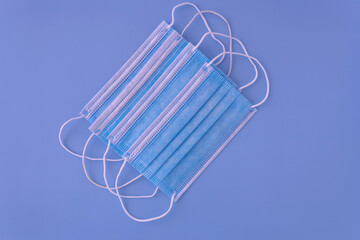 medical protective mask on a blue background