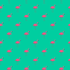 Pink Flamingo Seamless Pattern Background. Vector Illustration