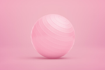 Naklejka na ściany i meble 3d rendering of pink fitball on pink background