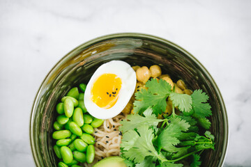 Sesame Noodle Bowl with Soft Boiled Egg