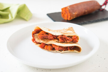 Sobrasada and crepe typical mallorca