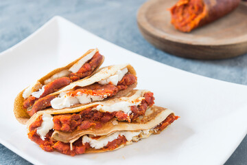 crepe sobrasada and cheese  front view