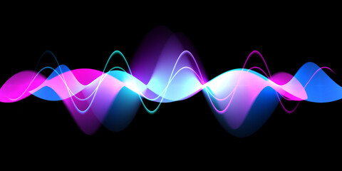 Speaking sound wave lines illustration.Colorful gradient motion abstract background.