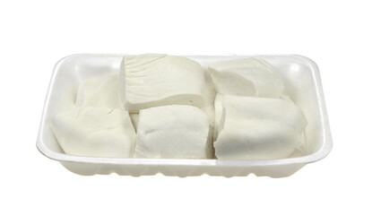 white full-fat cheese isolated on white.