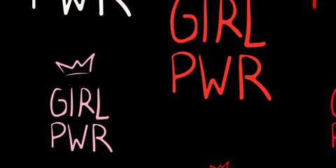 Dark Red vector pattern with feminism elements.