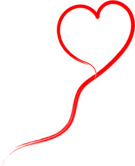 Red heart - doodle style outline for romantic valentines day greeting card. Vector graphic for web design, beautiful icon for cover.