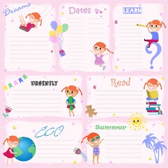 Children's weekly planner . Happy kids vector illustration.