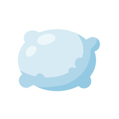 Blue pillow. Color picture. Cartoon flat illustration. Soft cushion. The element of the bedroom and bed for sleep