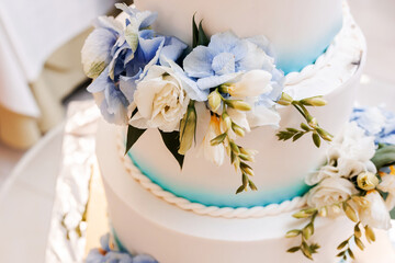 wedding cake decorated with flowers