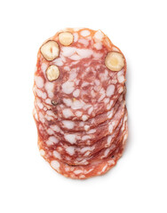 Sliced italian salami with hazelnuts.